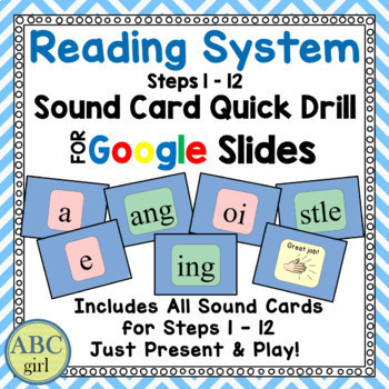 Preview of Reading System Steps 1 to 12 Sound Card Quick Drill for Google Slides