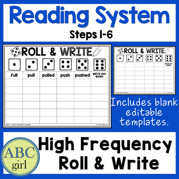 Preview of Reading System Steps 1 to 6 High Frequency Sight Word Editable Roll and Write