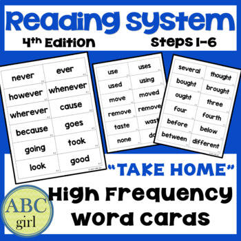 Preview of Reading System Steps 1 to 6 High Frequency Take Home Sight Word Cards