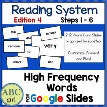 Preview of Reading System Steps 1 to 6 High-Frequency Words for Google Slides