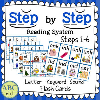 Preview of Reading System Steps 1  to 6 Letter Keyword Sound Flash Cards