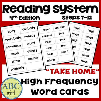 Preview of Reading System Steps 7 to 12 Edition 4 High Frequency Take Home Sight Word Cards
