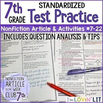 Preview of Reading TEST PREP:  7th Grade Reading Informational Text TEST PRACTICE