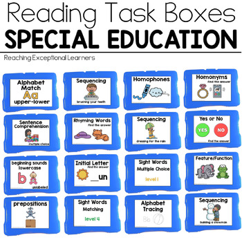 Preview of Reading Task Boxes for Special Education