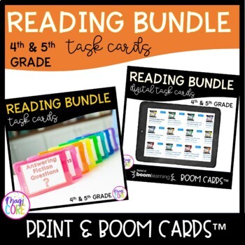 Preview of Reading Task Card Bundle 4th & 5th Grade Print & Digital Boom Centers Games