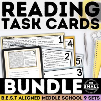 Preview of ELA Task Cards 6th 7th 8th Grade Reading Comprehension Practice Activity