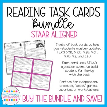 Preview of Reading Task Cards Bundle (STAAR Aligned; Print + Digital) | Distance Learning