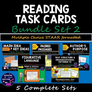 Preview of Reading Task Cards Bundle Set 2 for STAAR Reading Review