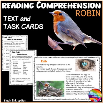 READING NON-FICTION Informational Text Comprehension about BIRDS ROBINS