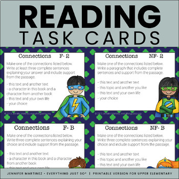 Preview of Reading Task Cards - Use with any fiction or nonfiction book