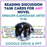 Reading Comprehension Book Discussion Task Cards | ANY Nov