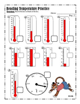Reading Temperature Practice by Math Animal | Teachers Pay Teachers