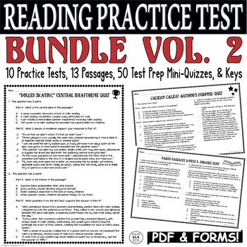 Preview of Reading Test Prep High School Reading Comprehension Passages and Questions