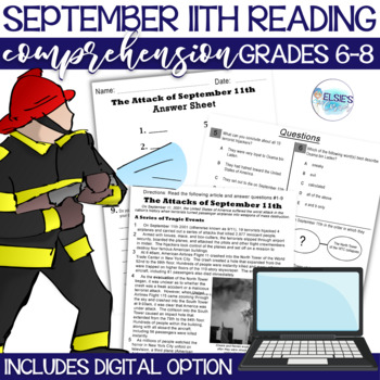 Preview of September 11th Reading Comprehension - Passage, Questions and Craft