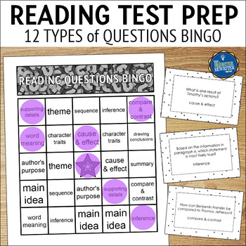 Preview of Reading Test Prep Questions Bingo Game