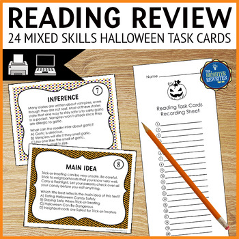 Preview of Halloween Reading Skills Task Cards