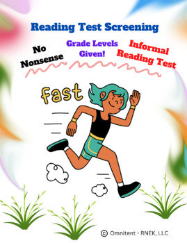 Preview of Reading Test Screening - Grades 1st to 7th - Easy to Administer - No Fuss