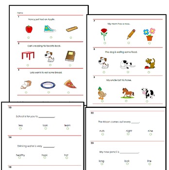 Preview of Reading Test for IOWA or STANFORD (K or First Grade)