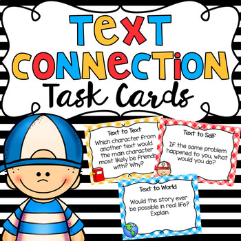 Preview of Reading Text Connection Task Cards - Text to Self, Text to Text, Text to World
