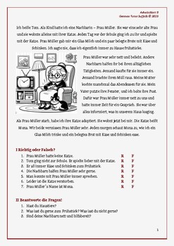 Preview of Reading Text German - Lesetext Deutsch - Präteritum - Simple Past