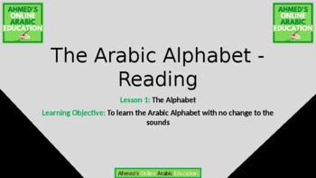 Preview of Reading The Arabic Alphabet PowerPoint - Lesson 1 - No Vowels/No Change