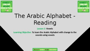 Preview of Reading The Arabic Alphabet PowerPoint - Lesson 2 - 6 Vowels - Harakah