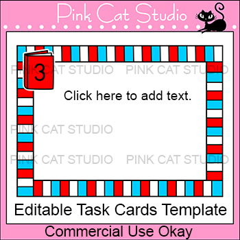 Preview of Editable Task Cards Template - Reading Theme