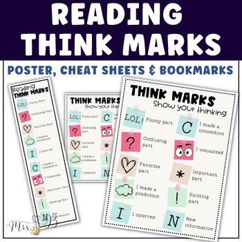 Preview of Reading Think Marks (Poster, Mini Cheat Sheets & Bookmarks