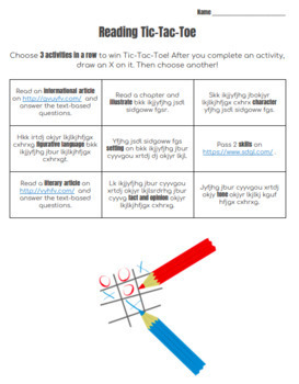 Preview of Reading Tic-Tac-Toe Choice Board