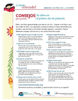 Preview of Reading Tip Sheets / Letters for Parents in Spanish (Colorin Colorado / AFT)