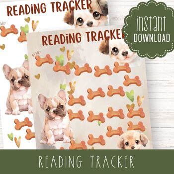 Preview of Reading Tracker Puppy Themed * Printable Dog Book Log * Reading Minute Challenge