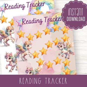 Preview of Reading Tracker Rainbow Unicorn Themed * Printable Book Log * Reading Minutes
