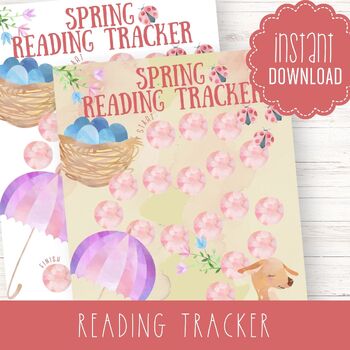 Preview of Reading Tracker Spring Themed * Pink Ladybug Flower Printable Book Minutes Log