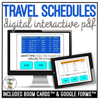 Preview of Reading Travel Schedules Digital Activity