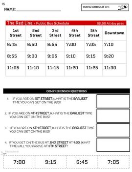 Reading Travel Schedules Worksheets Distance Learning | TpT