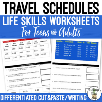 Preview of Reading Travel Schedules Worksheets Distance Learning