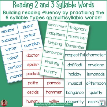 Preview of Build Reading Fluency with 2- & 3- Syllable Words - includes all syllable types