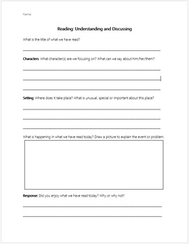 Preview of Reading Universal Questions - Character, Setting, Problem and Response