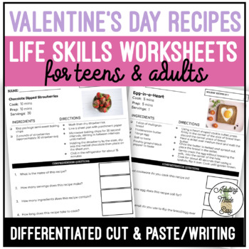 Preview of Reading Valentine's Day Recipes Worksheets