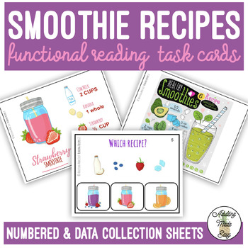 Preview of Reading Smoothie Recipes Task Cards