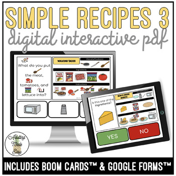 Preview of Reading Simple Recipes 3 Digital Interactive Activity SS