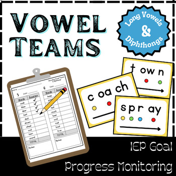 Preview of Reading Vowel Teams and Diphthongs Progress Monitoring Assessment for IEP Goals