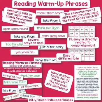 Dolch Warm Up Phrases Bundle Pre Primer through Grade 3 by Elementary ...