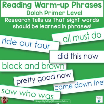 Dolch Warm Up Phrases Primer level by Elementary Matters | TpT