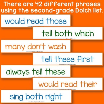 Dolch Warm Up Phrases Second Grade Level by Elementary Matters | TpT