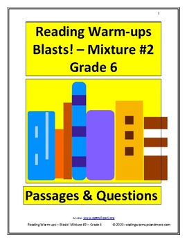 Preview of Reading Warm-ups - Blasts! Mixture #2 - Grade 6 - Passages and Questions