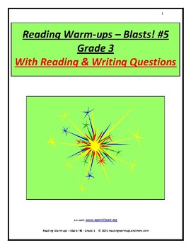 Preview of Reading Warm-ups - Blasts! #5 - Grade 3 - With Reading & Writing Questions