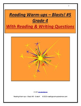 Preview of Reading Warm-ups - Blasts! #5 - Grade 4 - With Reading & Writing Questions