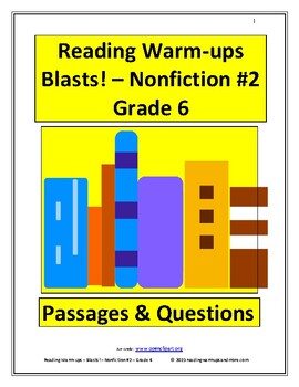 Preview of Reading Warm-ups - Blasts! - Nonfiction #2 - Grade 6 - Passages and Questions