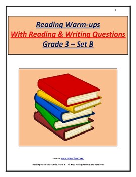 Preview of Reading Warm-ups With Reading & Writing Questions - Grade 3 - Set B